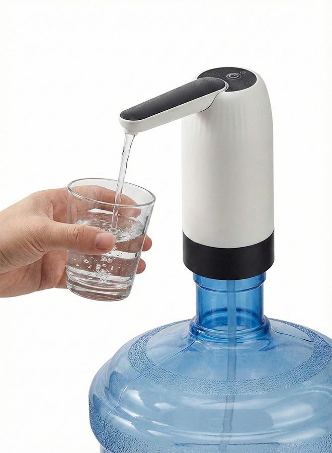 BASILKIT Rechargeable Water Dispenser Portable Pump with Easy Press Mechanism and USB Charge Plug and Play White and Black Portable for Home, Office, Travel - Image 1